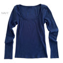 Medium Navy Ribbed Layering Top | S-XL | Ribbed Cotton Knit | Form-Fitting Silhouette | Stylish Square Neck Design