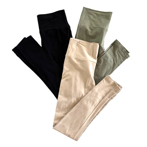 High Waist Knit Leggings | S-3XL | Soft Cotton Jersey Knit | High-Waisted Design | Foldover Waistband