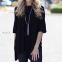 Small Black Side Slit Tunic Top | S | Ultra-Soft Fabric | Side Slit Detail | Casual & Dressy Versatility