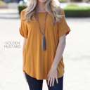 Small Golden Mustard Flowy Cuffed Sleeve Top | S-1XL