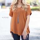 Small Almond Flowy Cuffed Sleeve V-Neck | S-XL | Effortless Style | Cuffed Sleeves | Everyday Essential