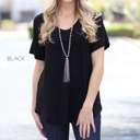 Small Black Flowy Cuffed Sleeve V-Neck | S-XL | Effortless Style | Cuffed Sleeves | Everyday Essential