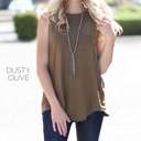 Small Dusty Olive Flowy Scoop Neck Tank | S-XL | Versatile Layering Piece | Soft & Stretchy Fabric | Everyday Essential