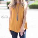 Large Golden Mustard Flowy Scoop Neck Tank | S-XL | Versatile Layering Piece | Soft & Stretchy Fabric | Everyday Essential