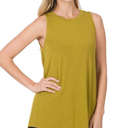 Large Olive Mustard Flowy Scoop Neck Tank | S-XL | Versatile Layering Piece | Soft & Stretchy Fabric | Everyday Essential