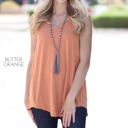 Small Butter Orange Flowy Tank | S-XL | Favorite Go-To Style | Sleeveless Design | Perfect for Layering | Available in More Colors