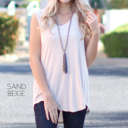 Small Sand Beige Flowy Tank | S-XL | Favorite Go-To Style | Sleeveless Design | Perfect for Layering | Available in More Colors