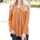 Small Almond Soft Flowy Top | S-XL | Long Sleeve | V-Neck Design | Versatile Piece | Perfect for Layering