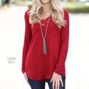 Large Dark Red Soft Flowy Top | S-XL | Long Sleeve | V-Neck Design | Versatile Piece | Perfect for Layering