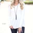 Large Ivory Soft Flowy Top | S-XL | Long Sleeve | V-Neck Design | Versatile Piece | Perfect for Layering