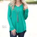 Small Kelly Green Soft Flowy Top | S-XL | Long Sleeve | V-Neck Design | Versatile Piece | Perfect for Layering