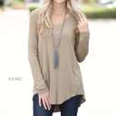 Small Khaki Soft Flowy Top | S-XL | Long Sleeve | V-Neck Design | Versatile Piece | Perfect for Layering