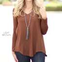 XL Light Brown Soft Flowy Top | S-XL | Long Sleeve | V-Neck Design | Versatile Piece | Perfect for Layering