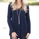 Small Navy Soft Flowy Top | S-XL | Long Sleeve | V-Neck Design | Versatile Piece | Perfect for Layering