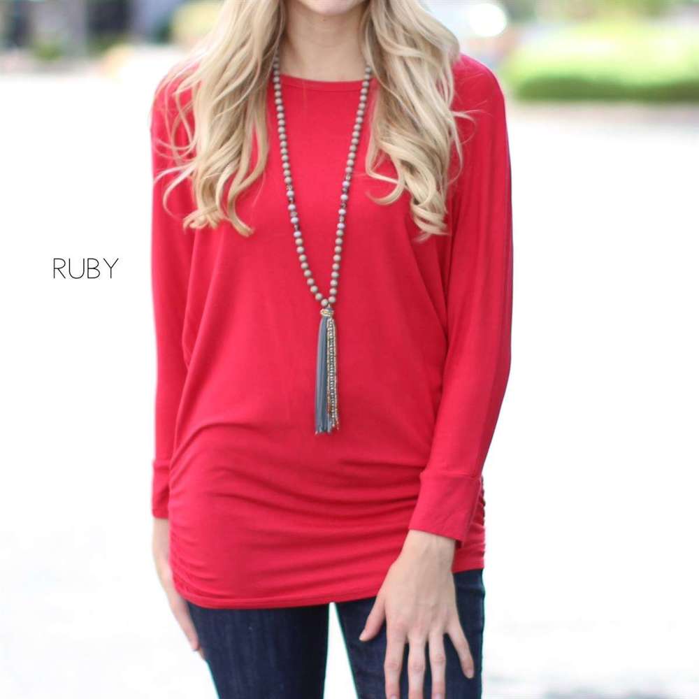 Ruched Flowy Top | S-XL | Favorite Go-To Style | Flowy Design | Ideal for Layering | Available in Various Colors