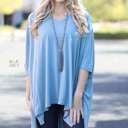 Large Blue Grey Side Slit Top | S-XL | Versatile and Stylish | Chic Design | Perfect with Jeans, Leggings, or Skirts