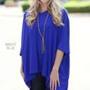 Small Bright Blue Side Slit Top | S-XL | Versatile and Stylish | Chic Design | Perfect with Jeans, Leggings, or Skirts