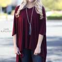 Large Dark Burgundy Side Slit Top | S-XL | Versatile and Stylish | Chic Design | Perfect with Jeans, Leggings, or Skirts