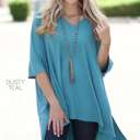 Small Dusty Teal Side Slit Top | S-XL | Versatile and Stylish | Chic Design | Perfect with Jeans, Leggings, or Skirts