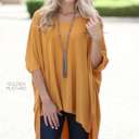 Large Golden Mustard Side Slit Top | S-XL | Versatile and Stylish | Chic Design | Perfect with Jeans, Leggings, or Skirts