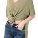 Medium Khaki Side Slit Top | S-XL | Versatile and Stylish | Chic Design | Perfect with Jeans, Leggings, or Skirts