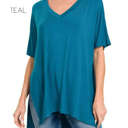 Large Teal Side Slit Top | S-XL | Versatile and Stylish | Chic Design | Perfect with Jeans, Leggings, or Skirts