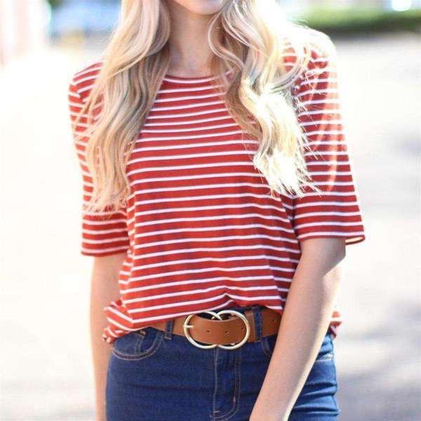 Striped Top | S-XL | Classic Striped Design | 3/4 Sleeve Style | Timeless Wardrobe Addition