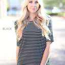 Small Black Striped Top | S-XL | Classic Striped Design | 3/4 Sleeve Style | Timeless Wardrobe Addition