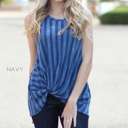 Medium Navy Front Knot Tank | S-M | Trendy Twist Front | Longer Length | Legging-Friendly