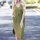 Small Olive Branch Everyday Pocket Midi Tank Dress | S-L | Adjustable Straps | Comfortable Fit | Pockets