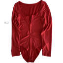 Small Red Ultra Soft Long Sleeve Split Neck Bodysuit | S-L | Split V-Neck | Snap Closure | All-Day Comfort