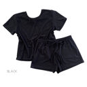 Medium Black Ultra Soft Ribbed Lounge Set | S-L | Ribbed Short Sleeve Design | Soft & Lightweight | Drawstring Waist for Comfort