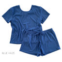 Medium Blue Haze Ultra Soft Ribbed Lounge Set | S-L | Ribbed Short Sleeve Design | Soft & Lightweight | Drawstring Waist for Comfort