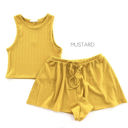 Large Mustard Ribbed Tank Lounge Set | S-XL | Ultra-Comfy Lounge Set | Includes Shorts and Tank Top | Available in Seasonal Colors