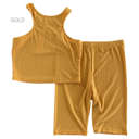 Large Gold Ultra Soft Ribbed Shorts Set | S-L | Cozy Ribbed Fabric | Matching Top and Shorts | Perfect for Lounging