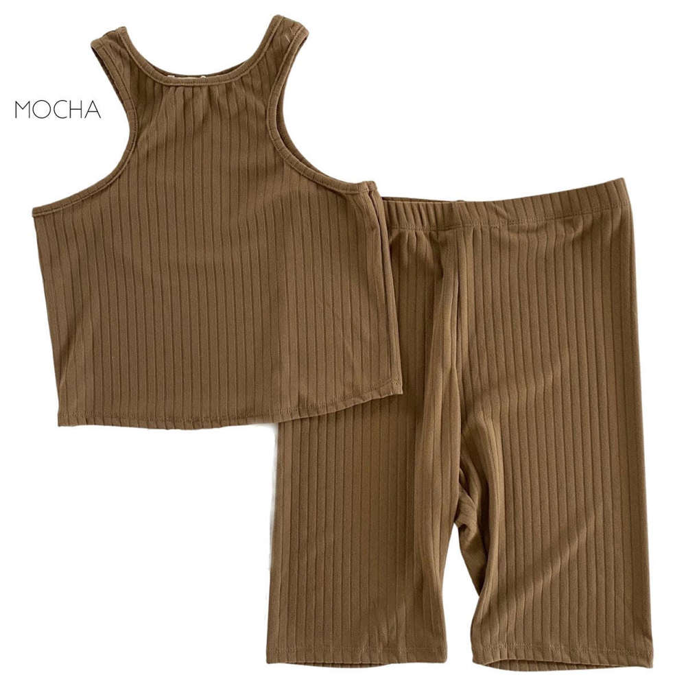 Ultra Soft Ribbed Shorts Set | S-L | Cozy Ribbed Fabric | Matching Top and Shorts | Perfect for Lounging