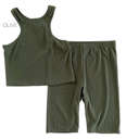 Small Olive Ultra Soft Ribbed Shorts Set | S-L | Cozy Ribbed Fabric | Matching Top and Shorts | Perfect for Lounging