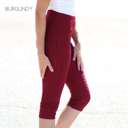 S-M Burgundy Shaping Capri Leggings | S/M | High Waist | Fitted Style | Supportive Shaping