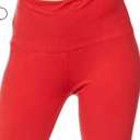 One Size Fits Most Red Ultra Soft 5" Waist | Capri Length Leggings | One Size & Plus Size | High-Waist