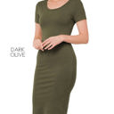 Medium Dark Olive Midi Fitted Dress | S-XL | Versatile | Day-to-Night | Comfortable Stretch