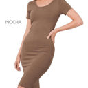 Large Mocha Midi Fitted Dress | S-XL | Versatile | Day-to-Night | Comfortable Stretch