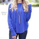 Large BrightBlue Thumbhole Flowy Tunic | S-XL | Thumbhole Design | 100% Cotton | Cold-Weather Favorite