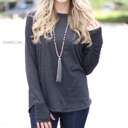 Large Charcoal Thumbhole Flowy Tunic | S-XL | Thumbhole Design | 100% Cotton | Cold-Weather Favorite