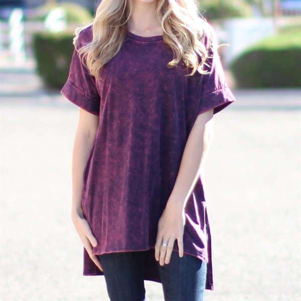 Mineral Wash Tunic | S-XL | Side Slit | Scoop Neck Design