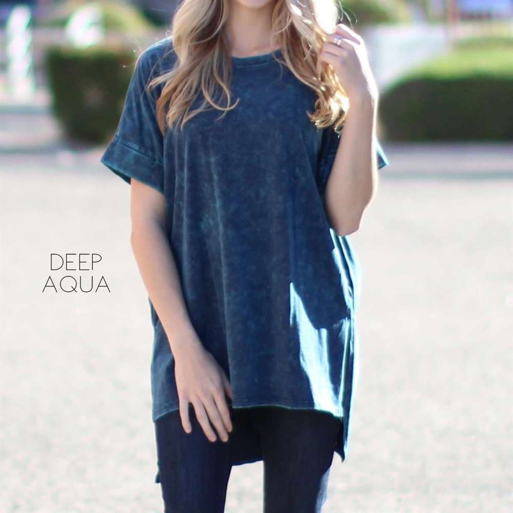 Mineral Wash Tunic | S-XL | Side Slit | Scoop Neck Design