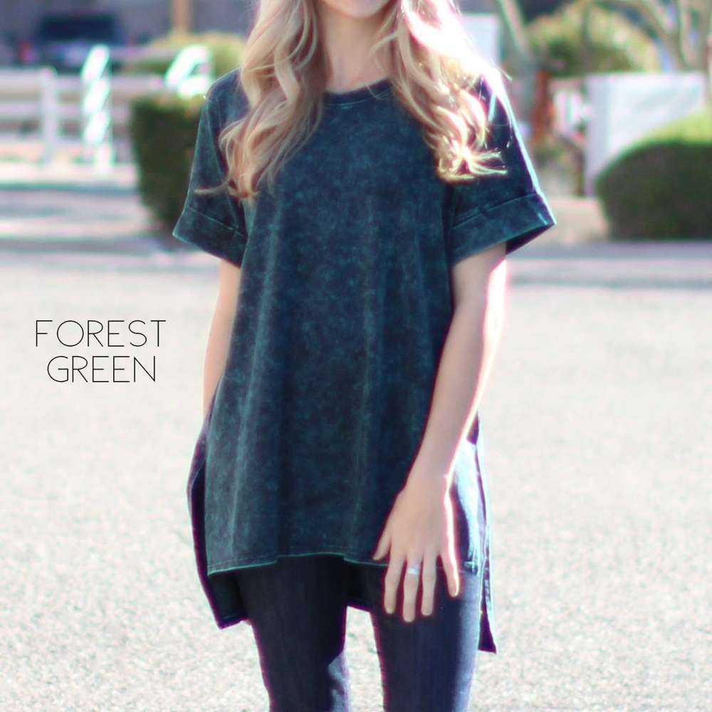 Mineral Wash Tunic | S-XL | Side Slit | Scoop Neck Design