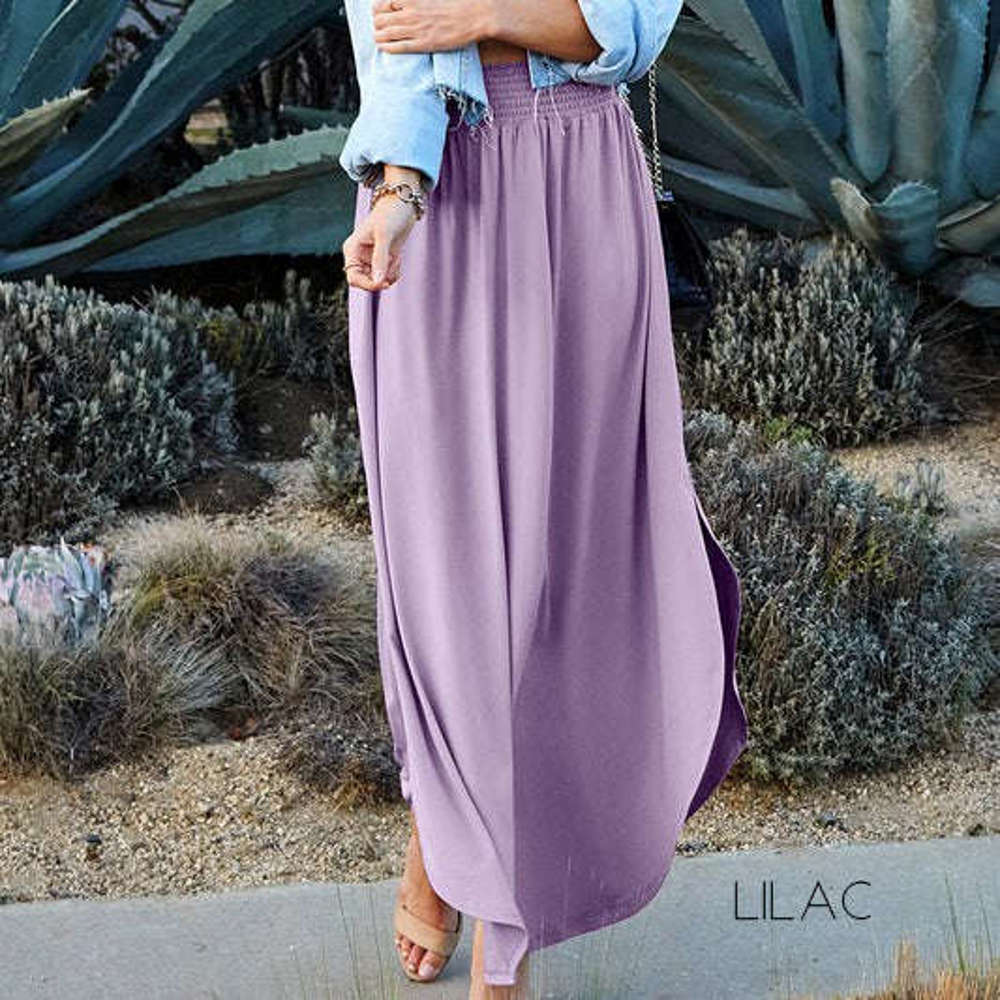 Side Slit Maxi Skirt | S-XL | Essential Skirt Design | Side Slits | Elastic Waistband | Perfect for Day to Night Looks