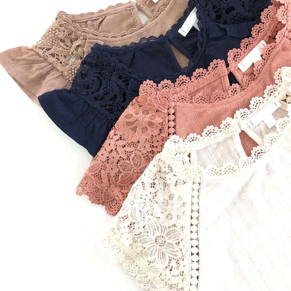 Lace Detail Top Collection | S-XL | Premium Fabric | Stylish Lace Detail | Easy to Dress Up or Down