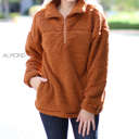 Medium Almond Cozy Pullover | S-XL | Plush Fabric | Zipper & Pockets | Cold Weather Essential