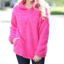 Large Fuchsia Cozy Pullover | S-XL | Plush Fabric | Zipper & Pockets | Cold Weather Essential